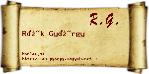 Rák György névjegykártya